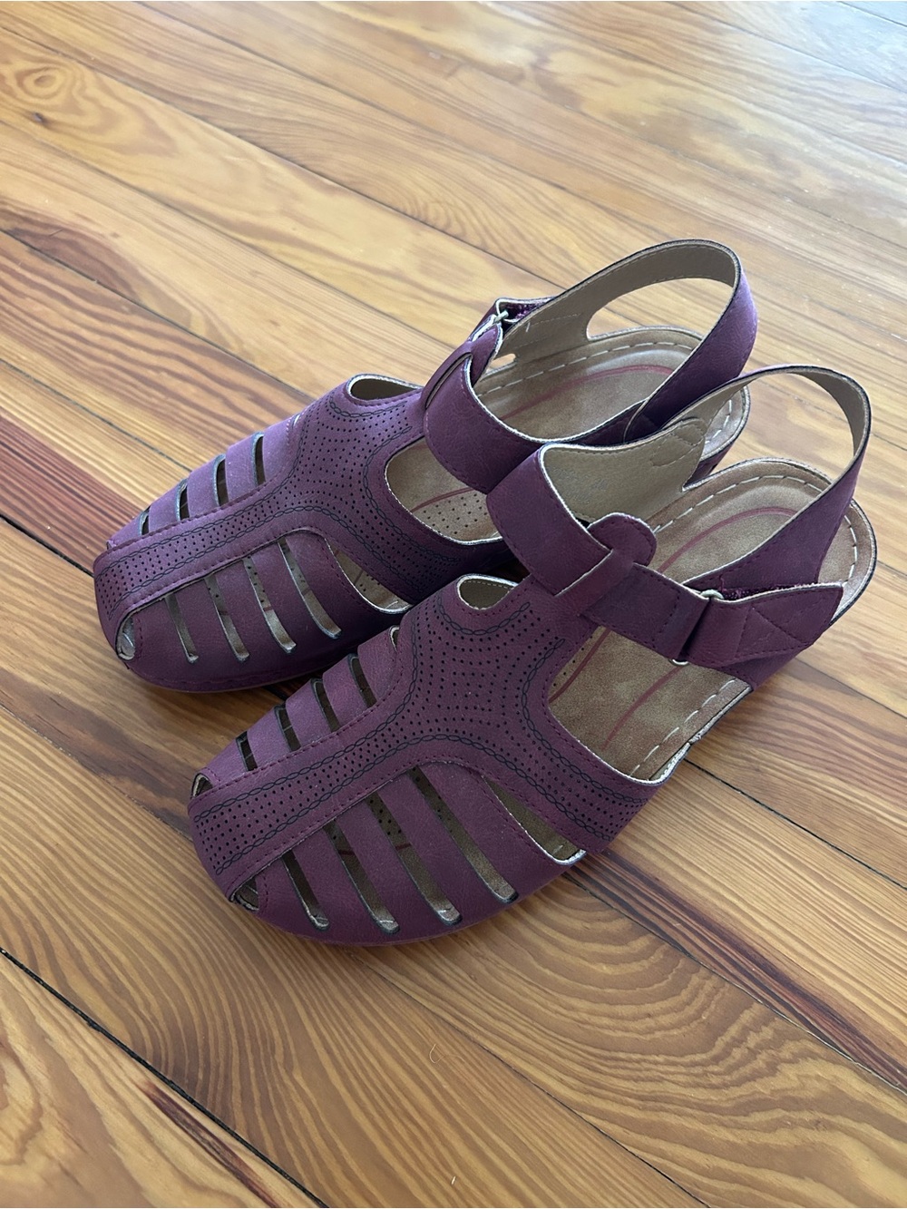 Women's plum colored Cutout Slingback Sandals